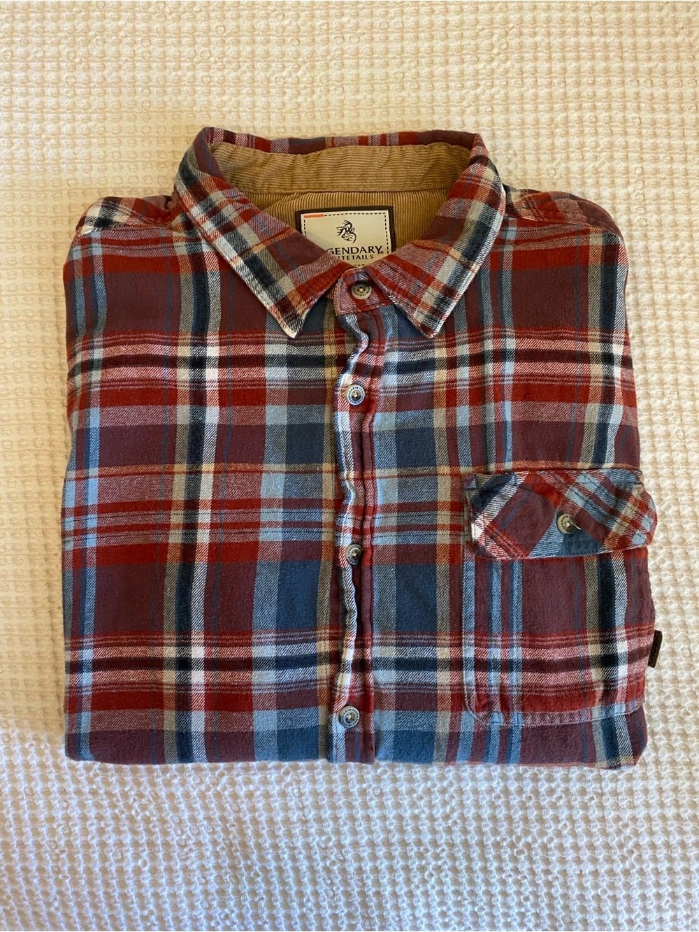 LEGENDARY WHITETAILS Buck Camp 100% Cotton Flannel Shirt in Blue & Red - XL